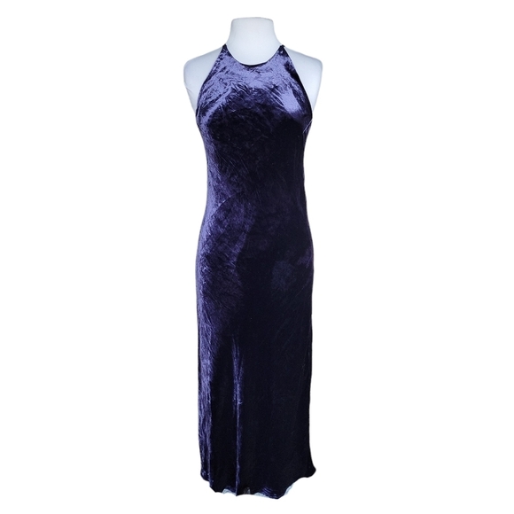 J. Crew | NWT Navy Blue Silk Velvet Lush Halter Slip Evening Dress -Size 6 - Picture 2 of 13